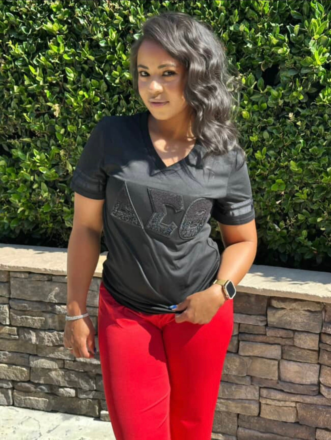 Delta Sigma Theta Vneck Chenille/Sequins Shirts