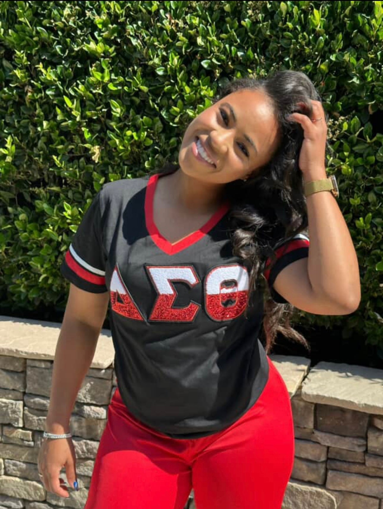 Delta Sigma Theta Vneck Chenille/Sequins Shirts