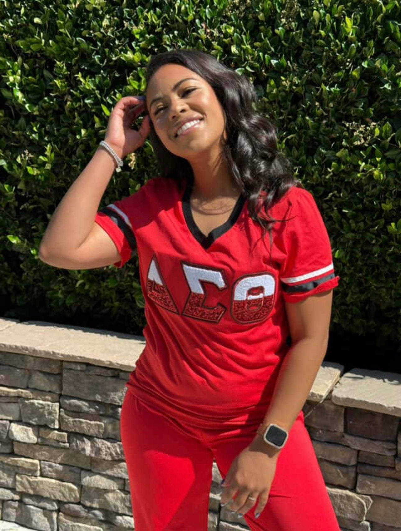 Delta Sigma Theta Vneck Chenille/Sequins Shirts