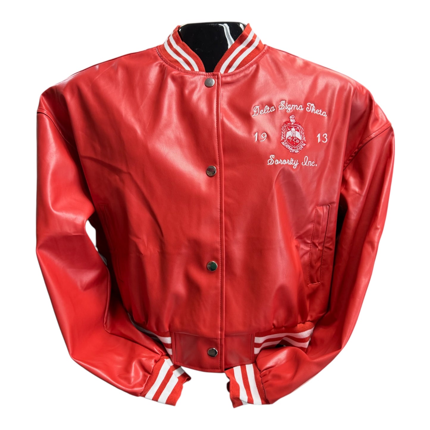 Delta Sigma Theta Leather Jacket Crop 