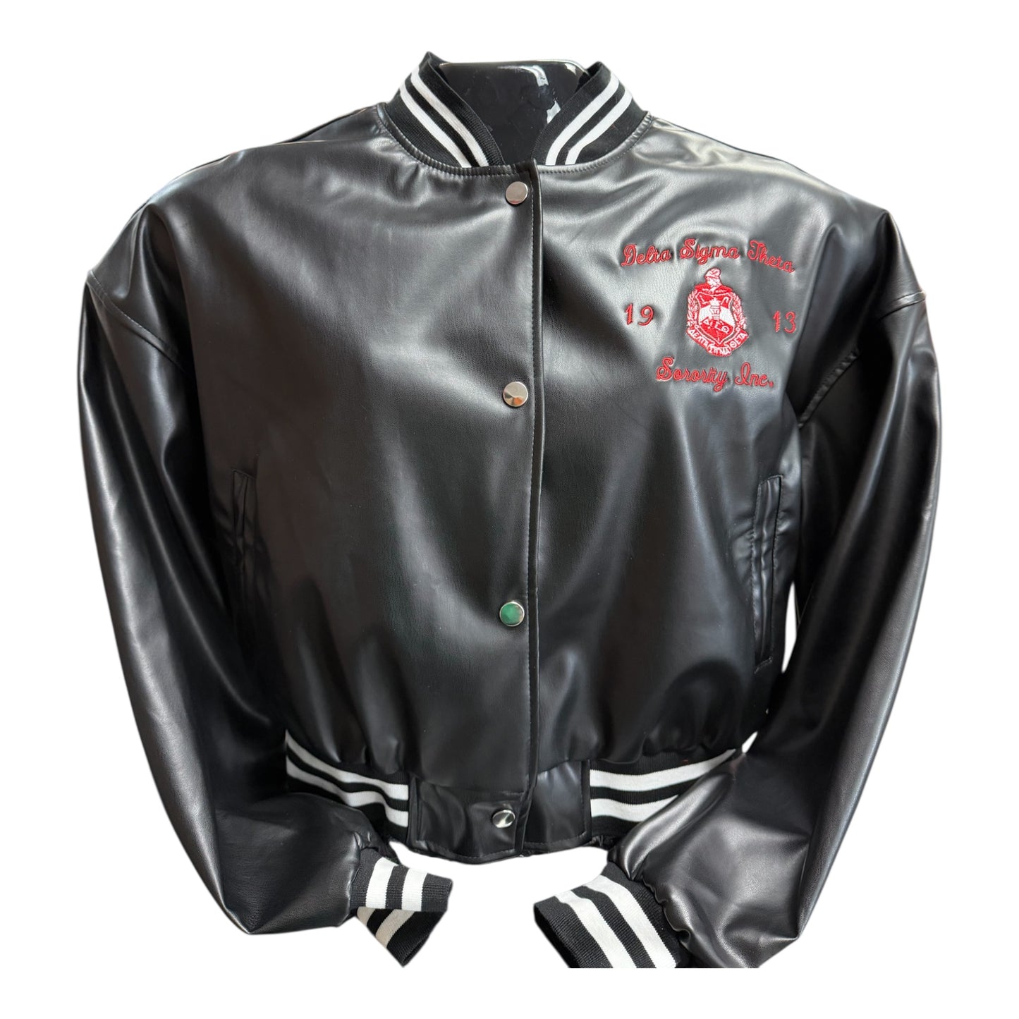 Delta Sigma Theta Leather Jacket Crop 