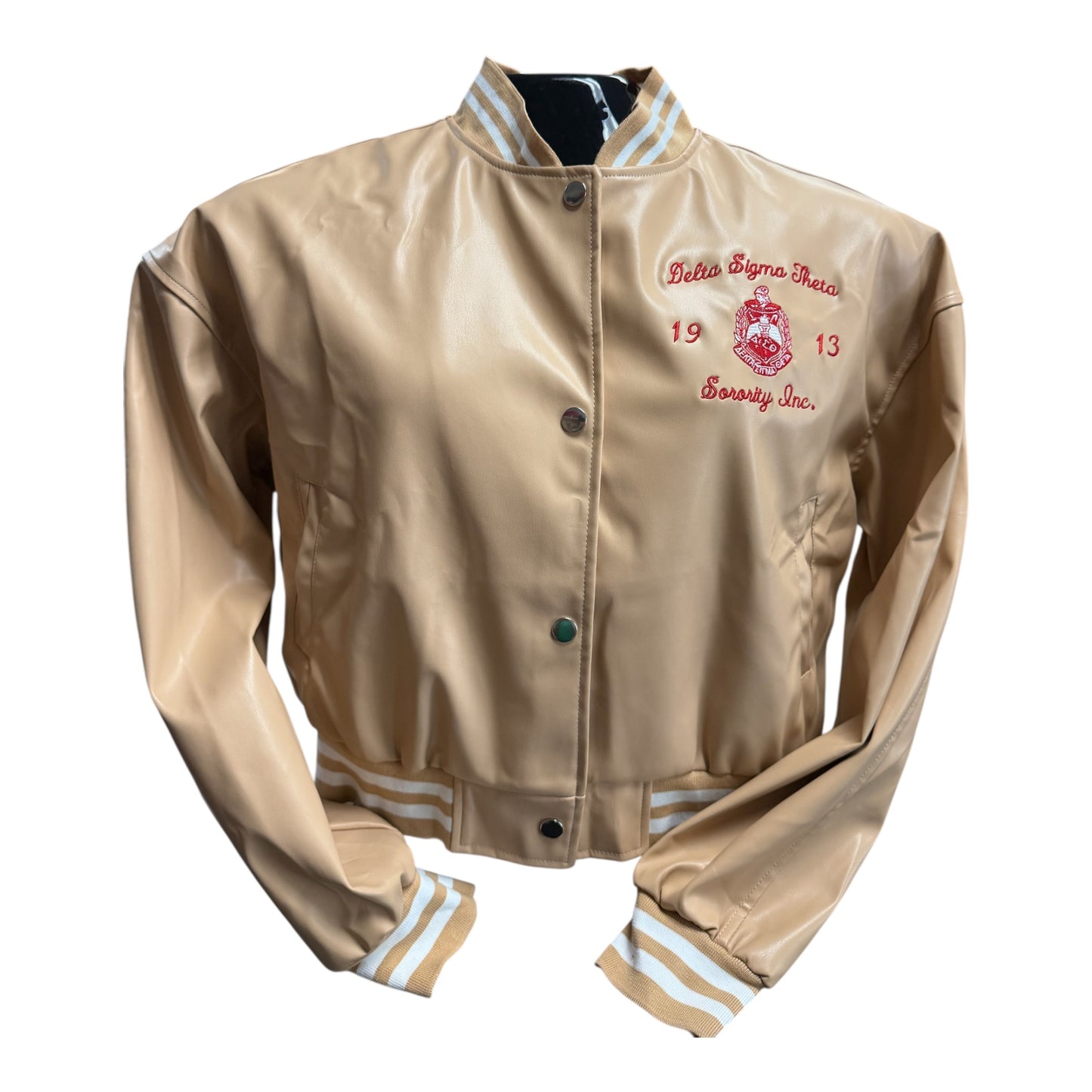 Delta Sigma Theta Leather Jacket Crop 