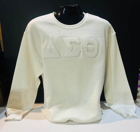 Delta Sigma Theta White Sweatshirt - All White Chenille & Sequin Embroidered Lettering #Hotseller