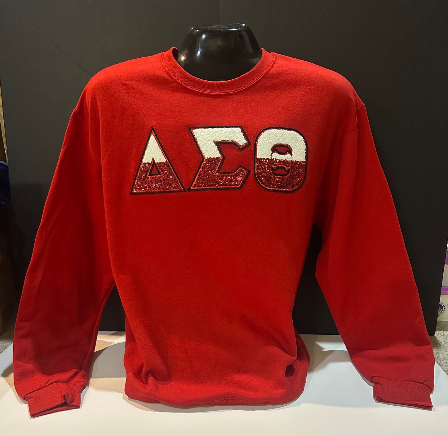 Delta Sigma Theta Red Sweatshirt - Chenille & Sequin Embroidered Letters #Hotseller