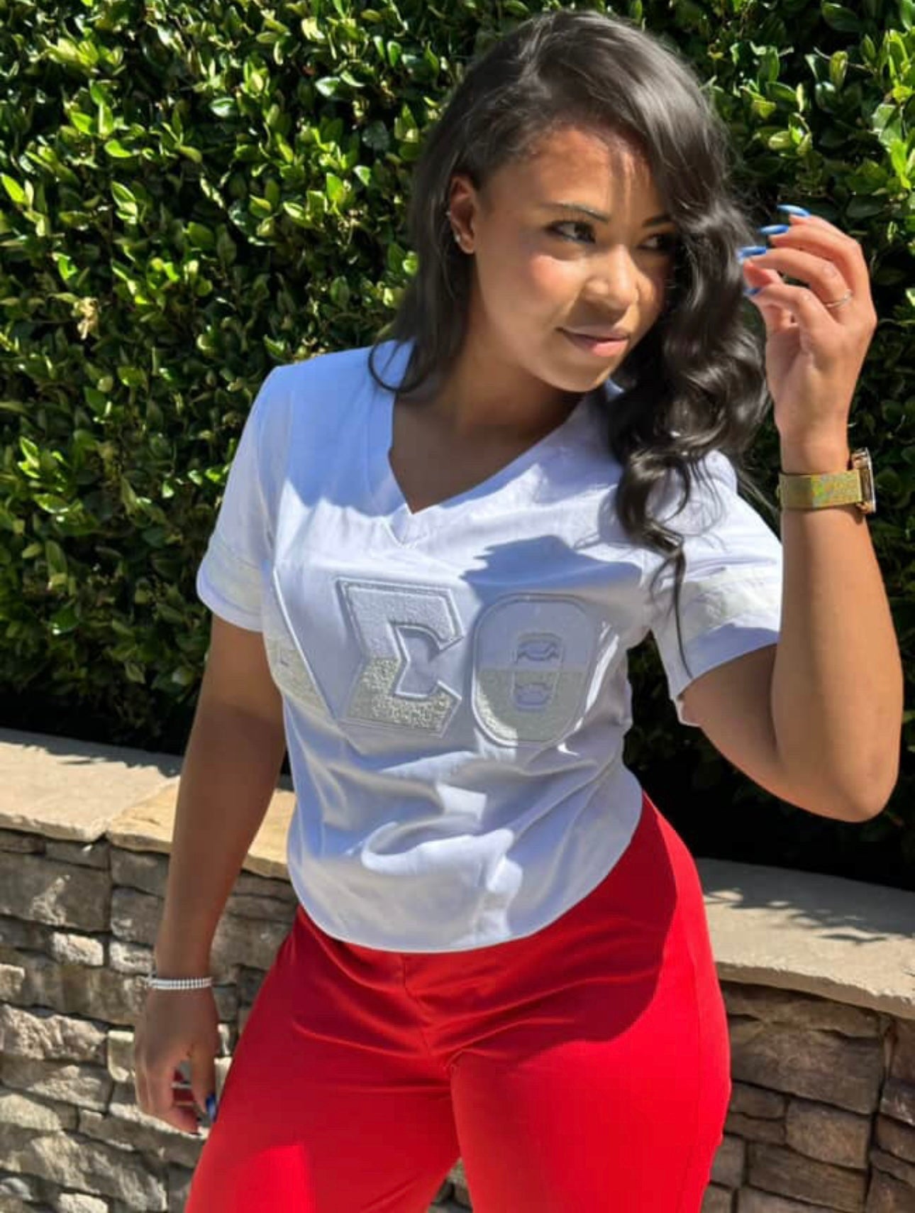 Delta Sigma Theta Vneck Chenille/Sequins Shirts