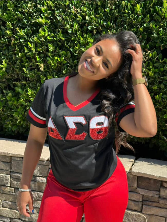 Delta Sigma Theta Vneck Chenille/Sequins Shirts