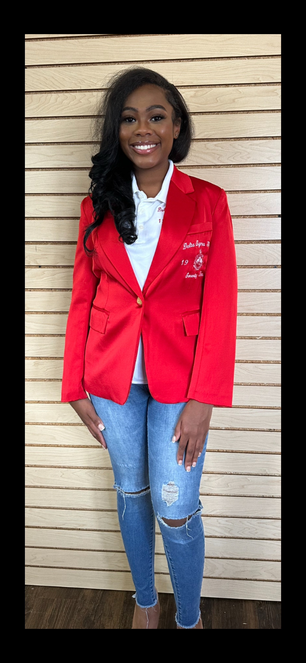 Delta Sigma Theta Ladies Cut Shiny Poly/Satin Blazer #Hotseller (This blazer Sold Out at the DST 57th National Convention in Washington, DC)