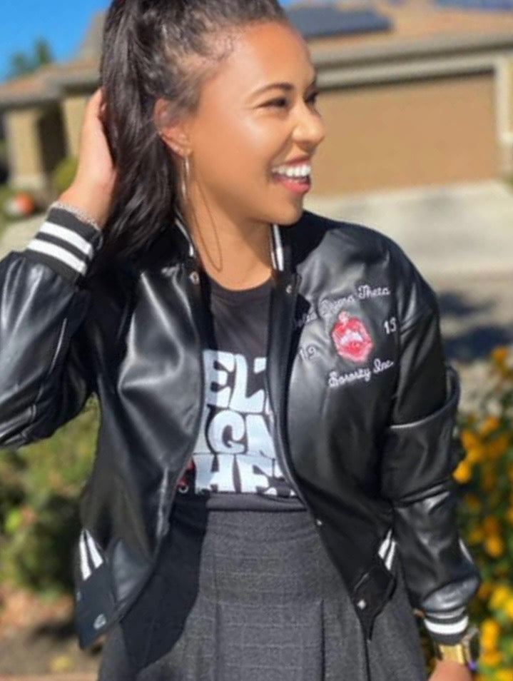 Delta Sigma Theta Leather Jacket Crop&nbsp;