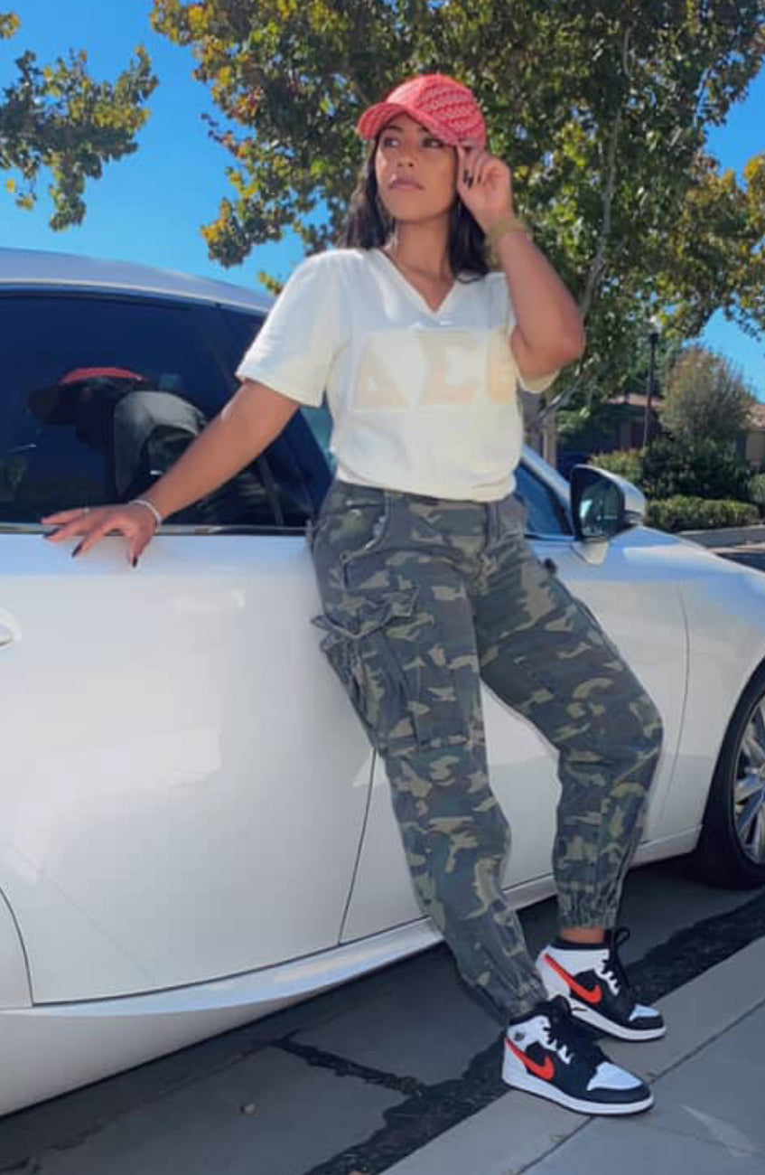 Delta Sigma Theta Vneck Chenille/Sequins Shirts